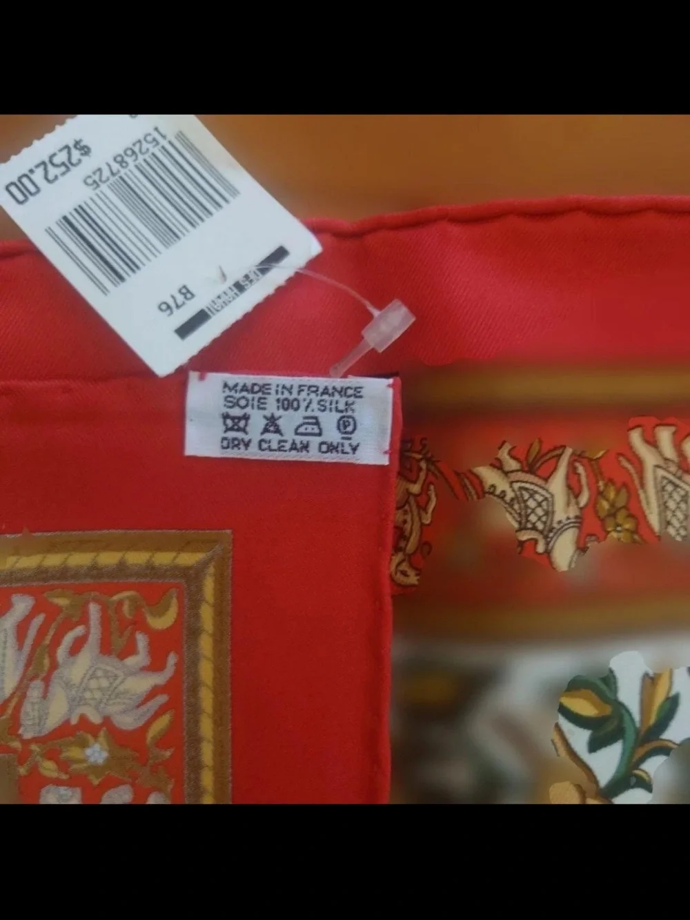 Hermes Floral Square Silk Scarf in Red, Tan, Cream